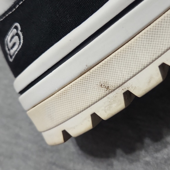 Vintage Y2K SKECHERS Chunky Puffy Platform Lug Sole Black Canvas Sneakers Shoes - Picture 15 of 17